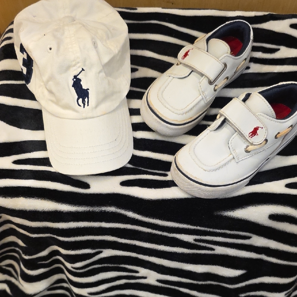 Polo by Ralph Lauren White Kids Sneakers And Ralph Lauren Baseball Hat White